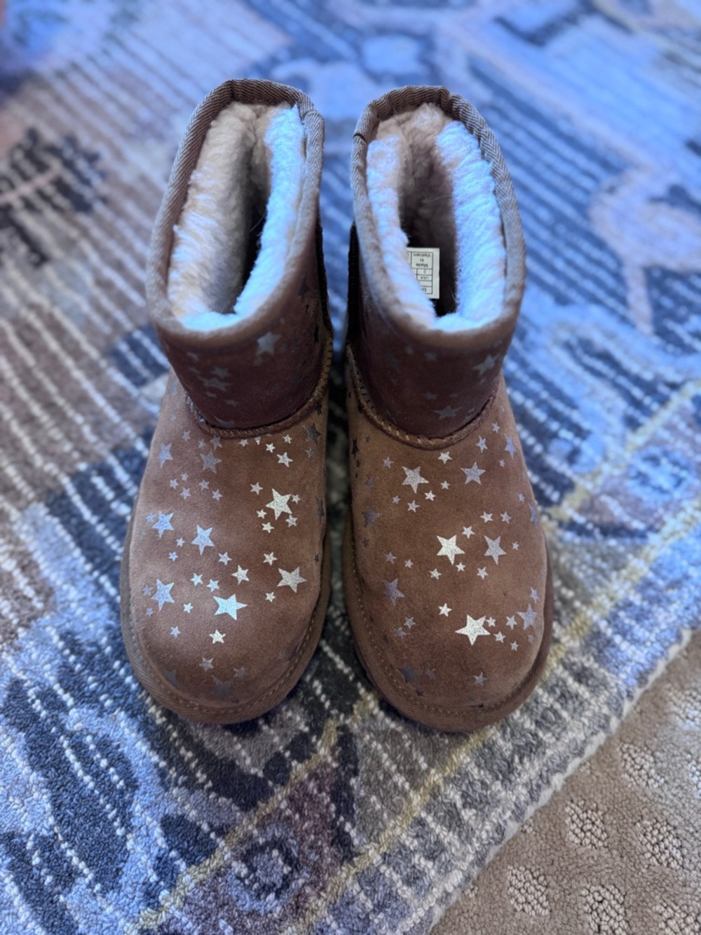 Girls Brown UGG Star-Print Shearling Boots